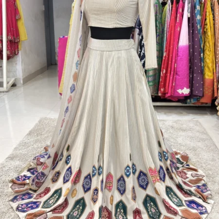 Velvet Elegance Digital Print Lehenga