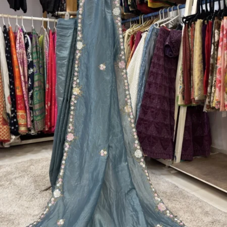 Soft Organza Saree with Multi-Colour Sequin Embroidery