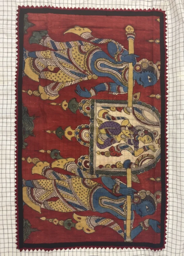 Kora Cotton Saree with Appliqué Kalamkari Pallu & Border - Image 2