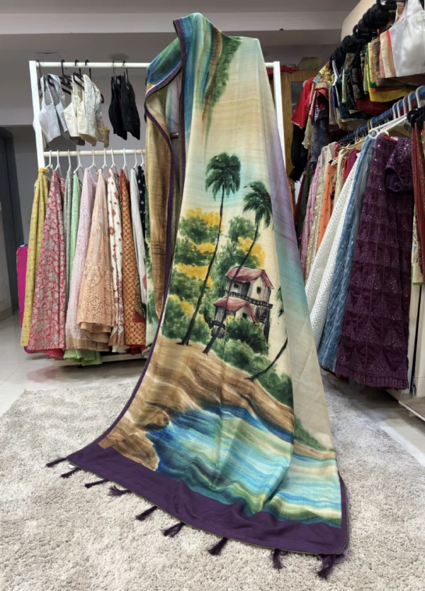 Silk Kala Soft Tussar Saree with Digital Print - Image 2