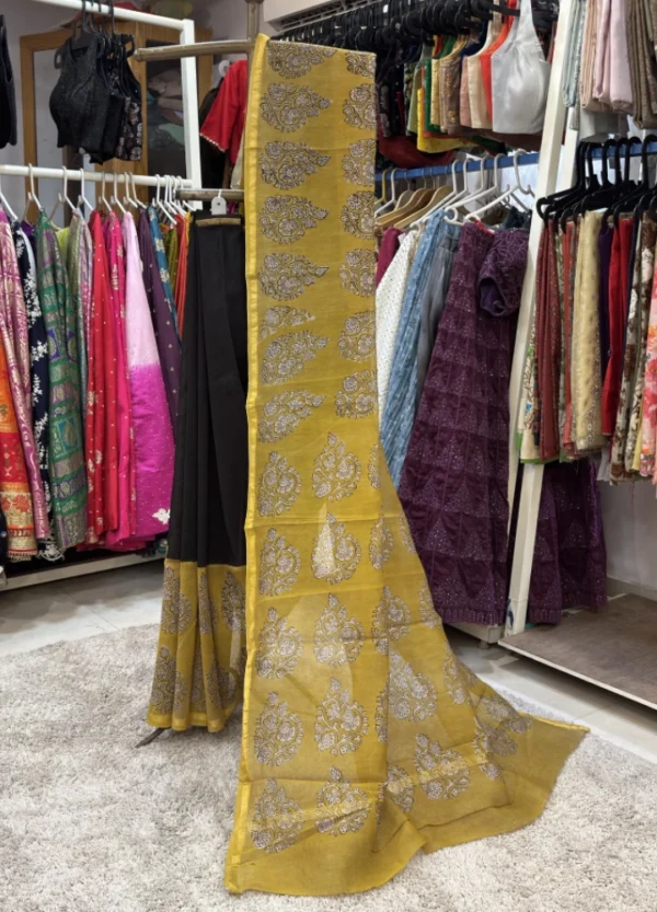 Sun & Ink Chanderi Hand Block Saree - Image 2