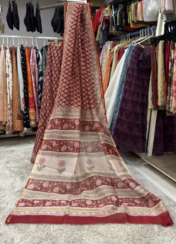 Royal Chanderi Hand Block Saree