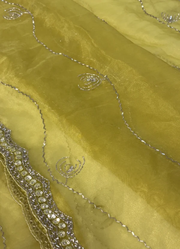 Organza Saree with Cutdana & Stone Work Embroidery - Image 3