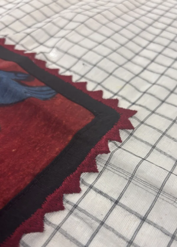 Kora Cotton Saree with Appliqué Kalamkari Pallu & Border - Image 3