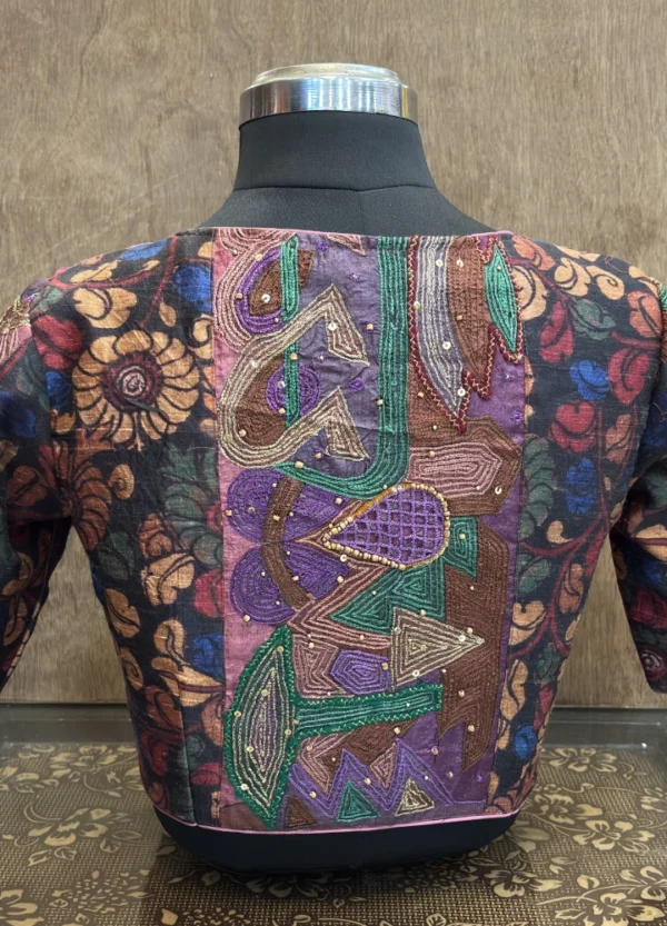 Cut Work Tussar Silk Blouse - Image 3