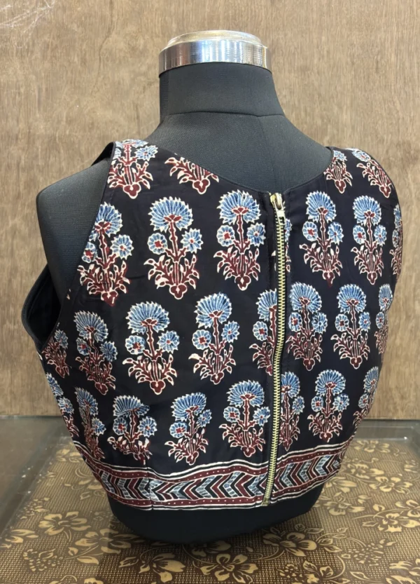Ajrakh Print Silk Blouse - Image 3