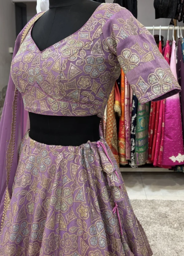 Zari Tissue Sequin Lehenga - Image 4