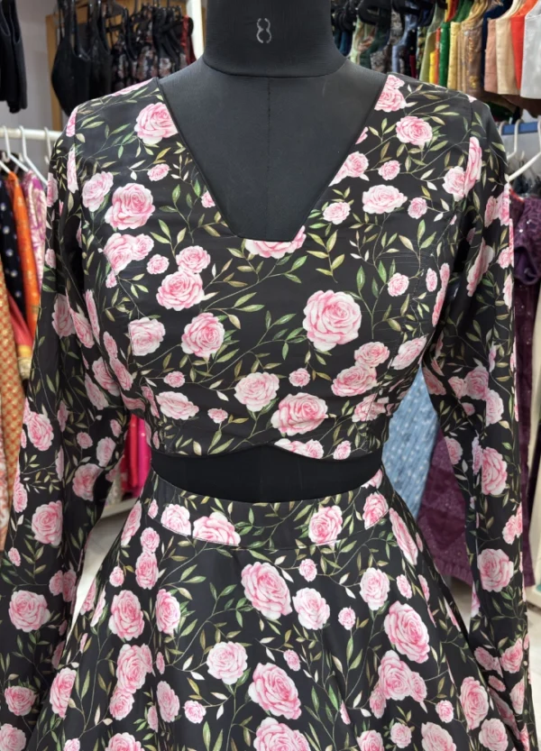 Satin Floral Lehenga - Image 2