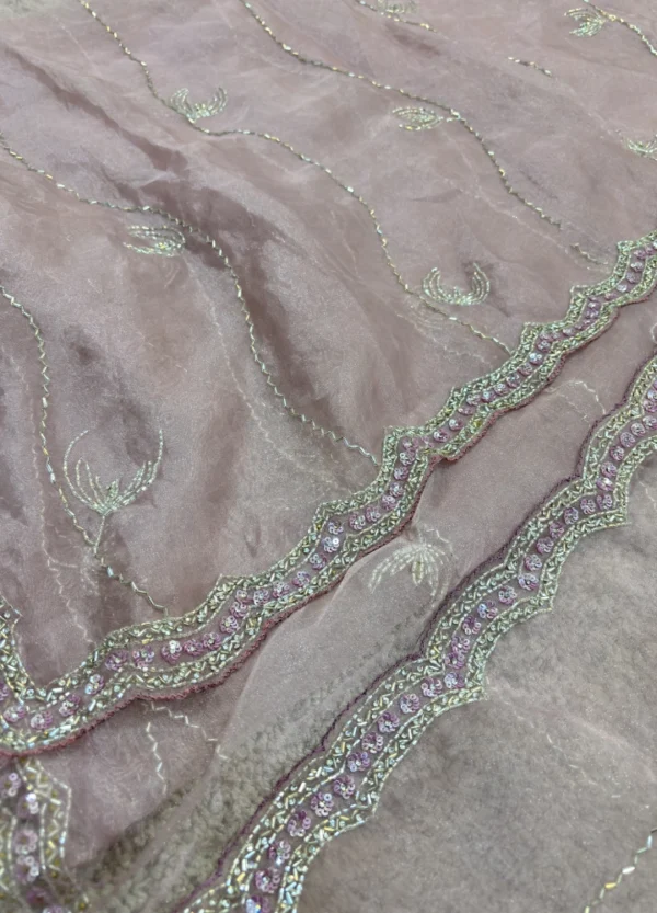 Organza Saree with Cutdana & Stone Work Embroidery - Image 6