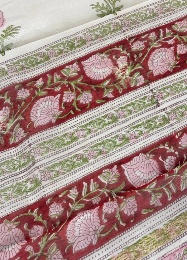 Royal Chanderi Hand Block Saree - Image 3