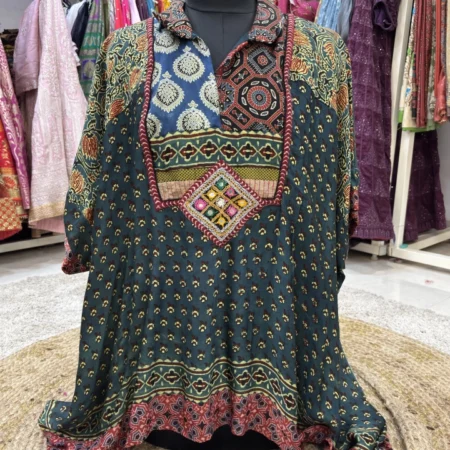Ajrakh Print Modal Silk Kafthan
